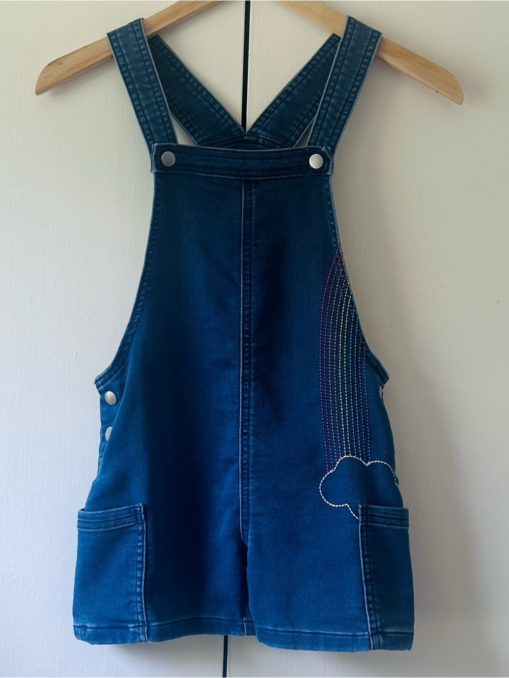 Garanimals Soft Denim Shortalls with Rainbow Embroidery